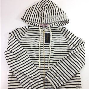 Juicy Couture S Striped Easy Zip Up Hoodie